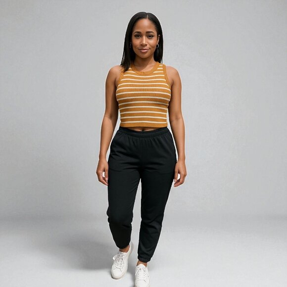 Striped Sleeveless Knitted Base Shirt - Picture 6 of 6